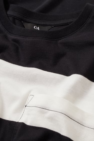 Herren - T-Shirt - gestreift - schwarz / weiß