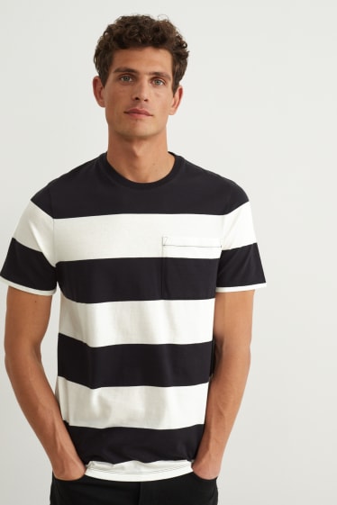 Herren - T-Shirt - gestreift - schwarz / weiß