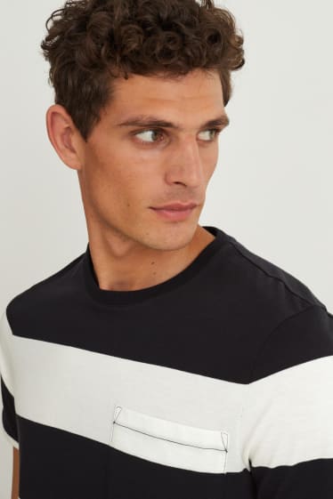 Herren - T-Shirt - gestreift - schwarz / weiß
