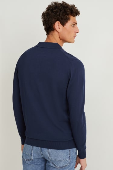 Hommes - Pull en délicate maille - bleu foncé
