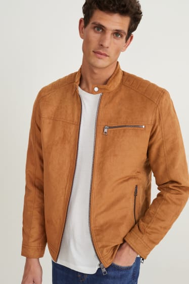 Hommes - Blouson motard - synthétique - havane