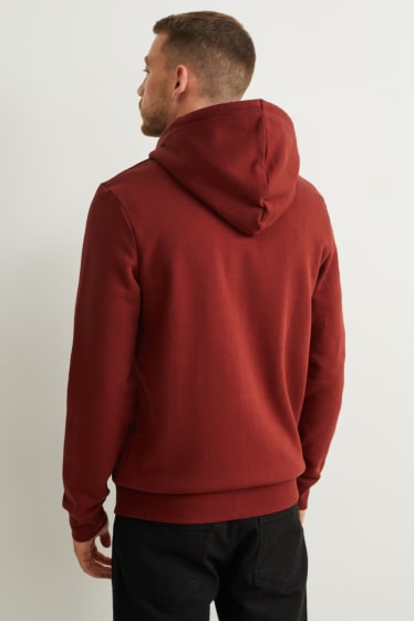 Hommes - Sweat zippé à capuche - bordeaux