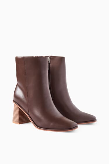 Damen - Stiefeletten - Lederimitat - braun