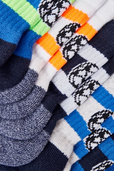 Enfants garçons - Lot de 5 paires - football - chaussettes de tennis à motif - bleu foncé