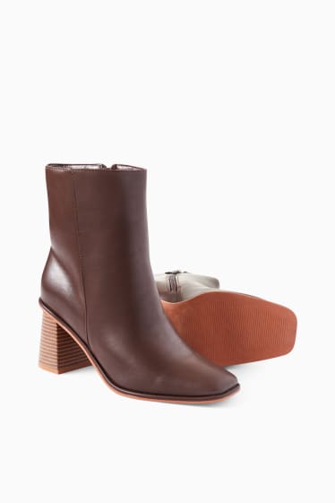 Women - Ankle boots - faux leather - brown