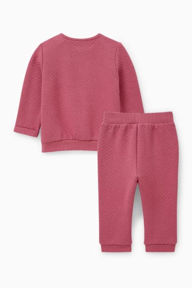 Baby: meisjes - Baby-outfit - 2-delig - donker rose