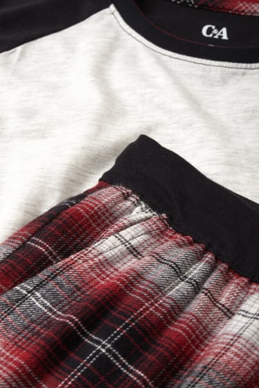 Men - Pyjamas with flannel bottoms - red