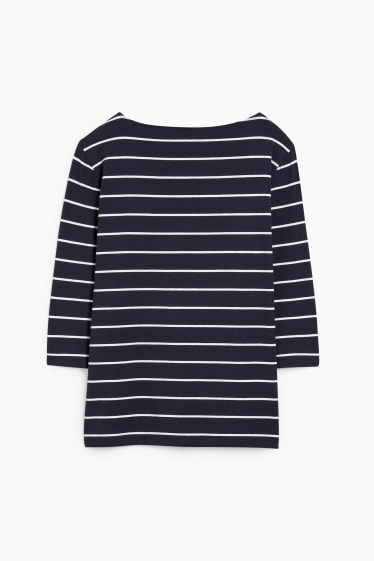 Women - Long sleeve top - striped - dark blue