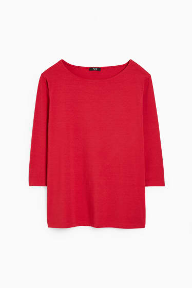 Women - Long sleeve top - dark red