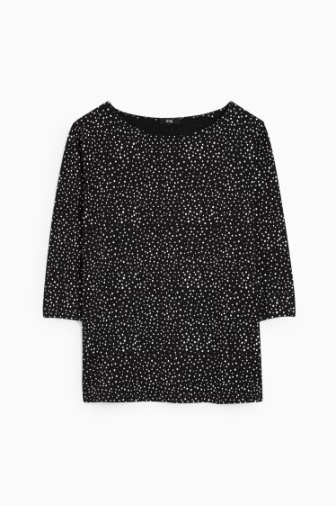 Women - Long sleeve top - polka dot - black