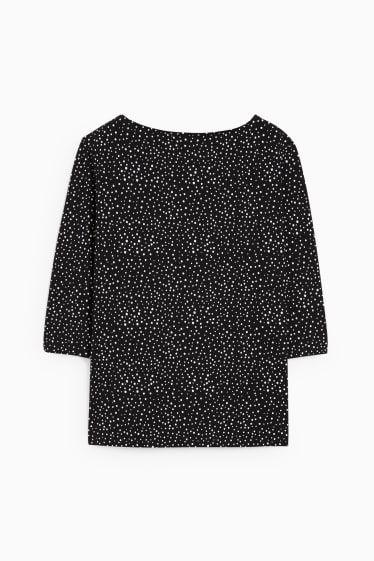 Women - Long sleeve top - polka dot - black