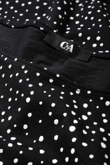 Women - Long sleeve top - polka dot - black