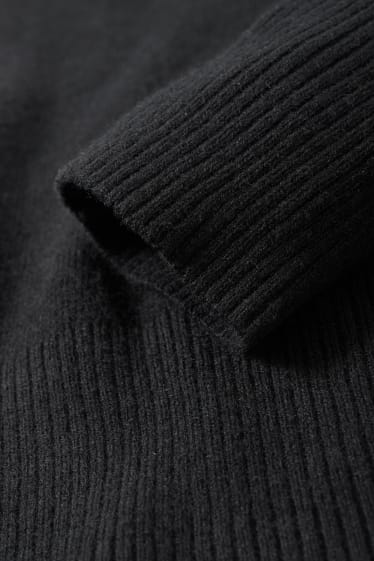 Damen - Kaschmir-Rollkragenpullover - schwarz