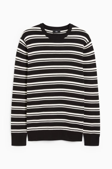 Hommes - Pull - à rayures - noir / blanc