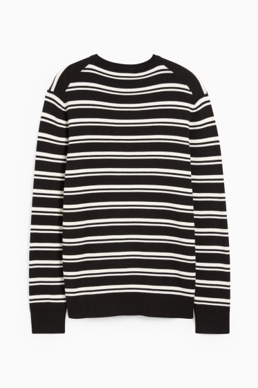 Hommes - Pull - à rayures - noir / blanc