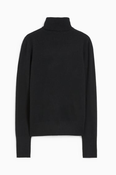 Femmes - Pull à col roulé en cachemire - noir