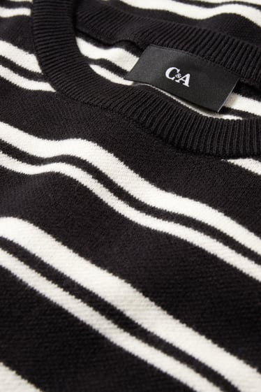 Hommes - Pull - à rayures - noir / blanc