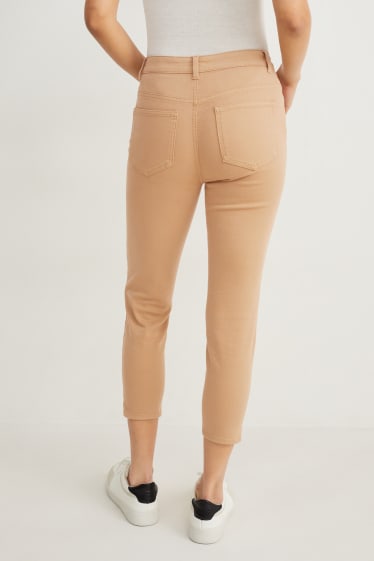 Femmes - Pantalon - high waist - slim fit - LYCRA® - marron clair