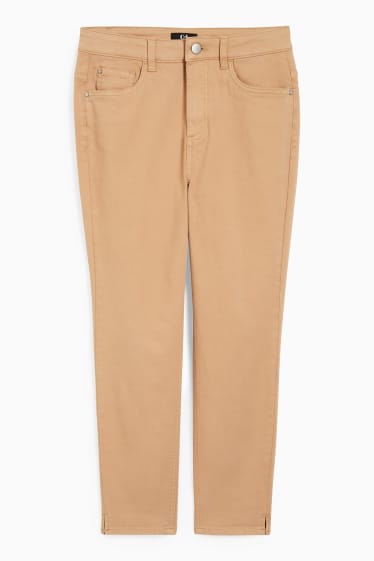 Femmes - Pantalon - high waist - slim fit - LYCRA® - marron clair