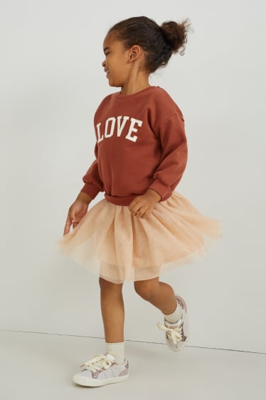 Kinderen - Set - sweatshirt en rok - 2-delig - bruin