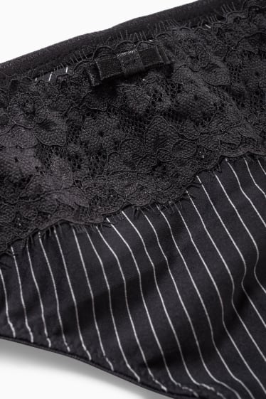Femmes - String - fines rayures - noir