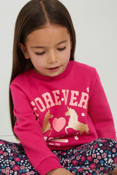 Enfants filles - Ensemble - sweat et legging chaud aux jambes évasées - 2 pièces - rose