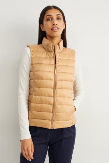 Women - Quilted gilet - light brown