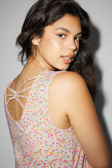 Femmes - CLOCKHOUSE - robe - à fleurs - blanc crème