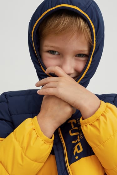 Kinderen: jongens - Gewatteerde jas met capuchon - geel