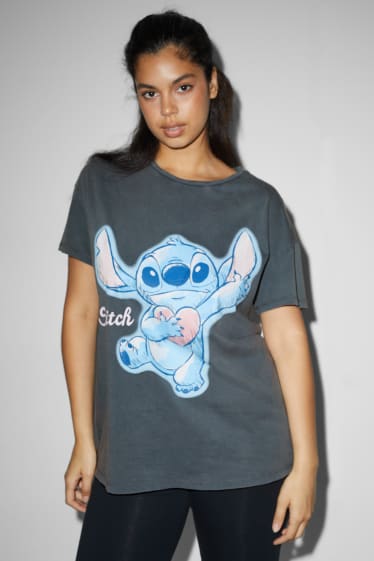 Donna - CLOCKHOUSE - t-shirt - Lilo & Stitch - grigio