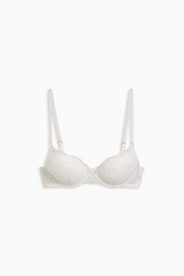 Donna - Reggiseno con ferretti - PLUNGE - push up - bianco crema