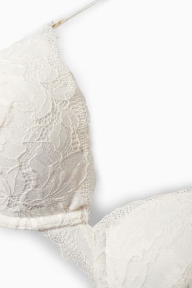 Donna - Reggiseno con ferretti - PLUNGE - push up - bianco crema