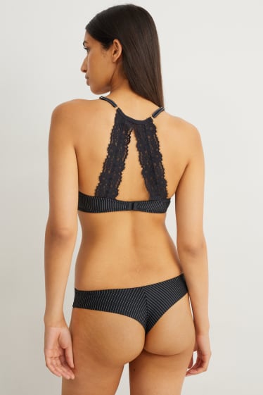 Donna - Reggiseno con ferretti - DEMI - imbottito - design gessato - nero