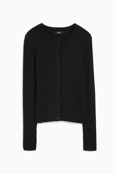 Damen - Strickjacke - Zopfmuster - schwarz