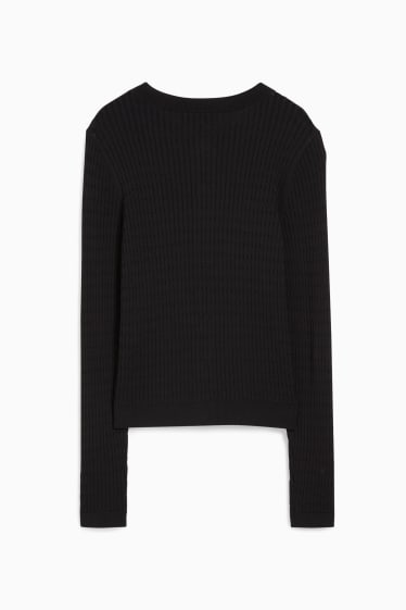 Damen - Strickjacke - Zopfmuster - schwarz
