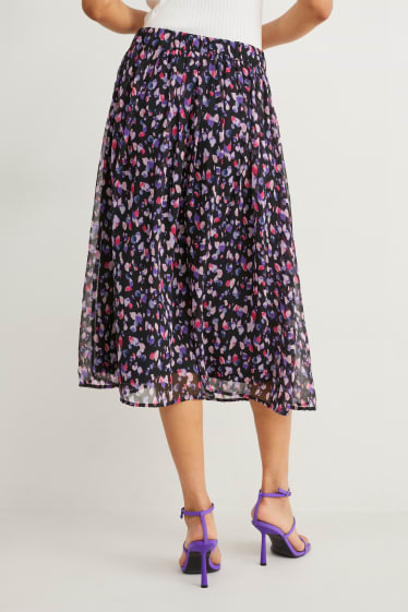 Women - Chiffon skirt - patterned - dark blue