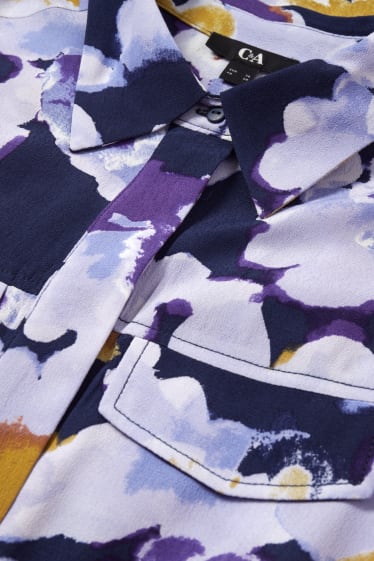 Donna - Vestito a blusa - a fiori - blu scuro