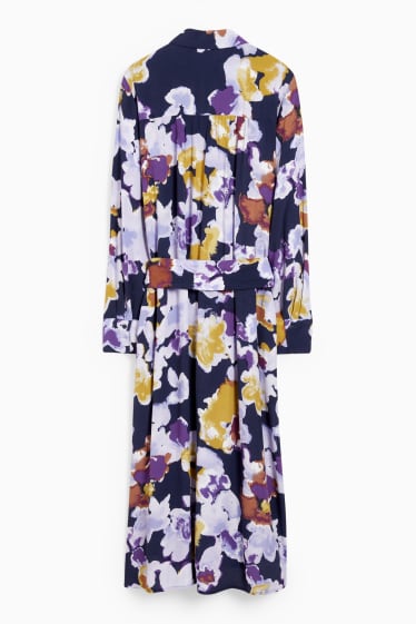 Donna - Vestito a blusa - a fiori - blu scuro