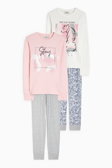Bambine - Confezione da 2 - pigiama - 4 pezzi - bianco
