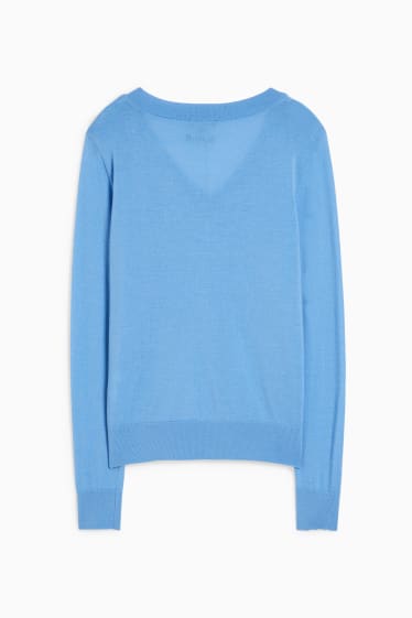 Damen - Basic-Merino-Pullover - hellblau