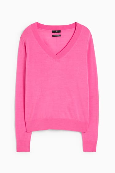 Damen - Basic-Merino-Pullover - pink