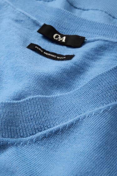 Femmes - Pullover basique en mérinos - bleu clair