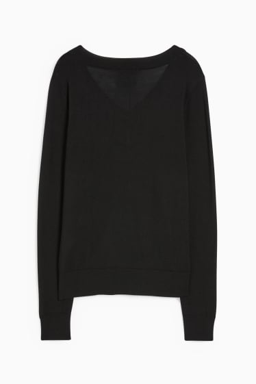 Damen - Basic-Merino-Pullover - schwarz