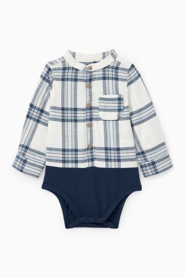 Baby: jongens - Rompertje - geruit - donkerblauw