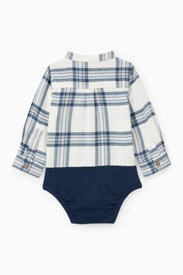 Baby: jongens - Rompertje - geruit - donkerblauw