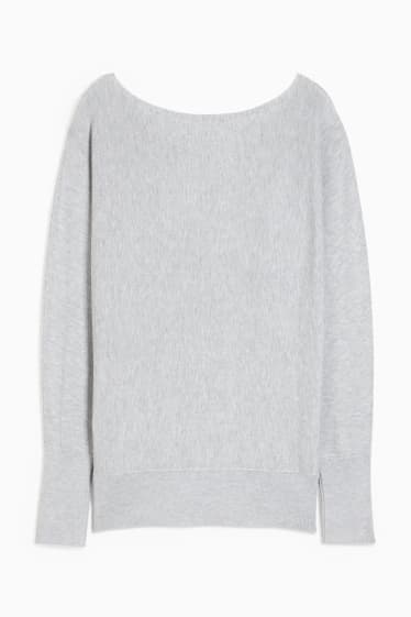 Femmes - Pullover en délicate maille - gris clair chiné