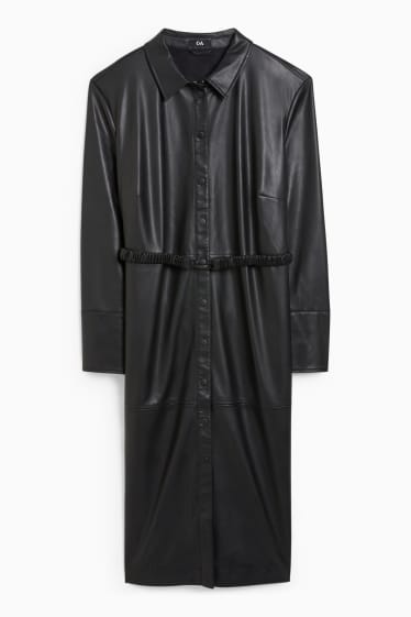 Dona - Vestit camiser - pell sintètica - negre