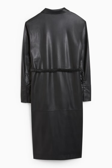 Dona - Vestit camiser - pell sintètica - negre