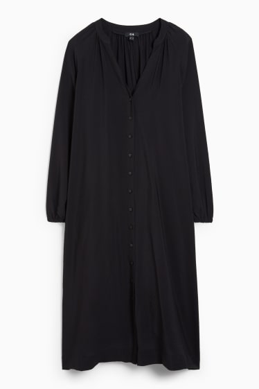 Damen - Kleid mit V-Ausschnitt - schwarz