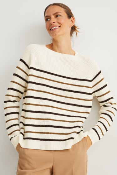 Kobiety - Sweter z linii basic - kremowobiały